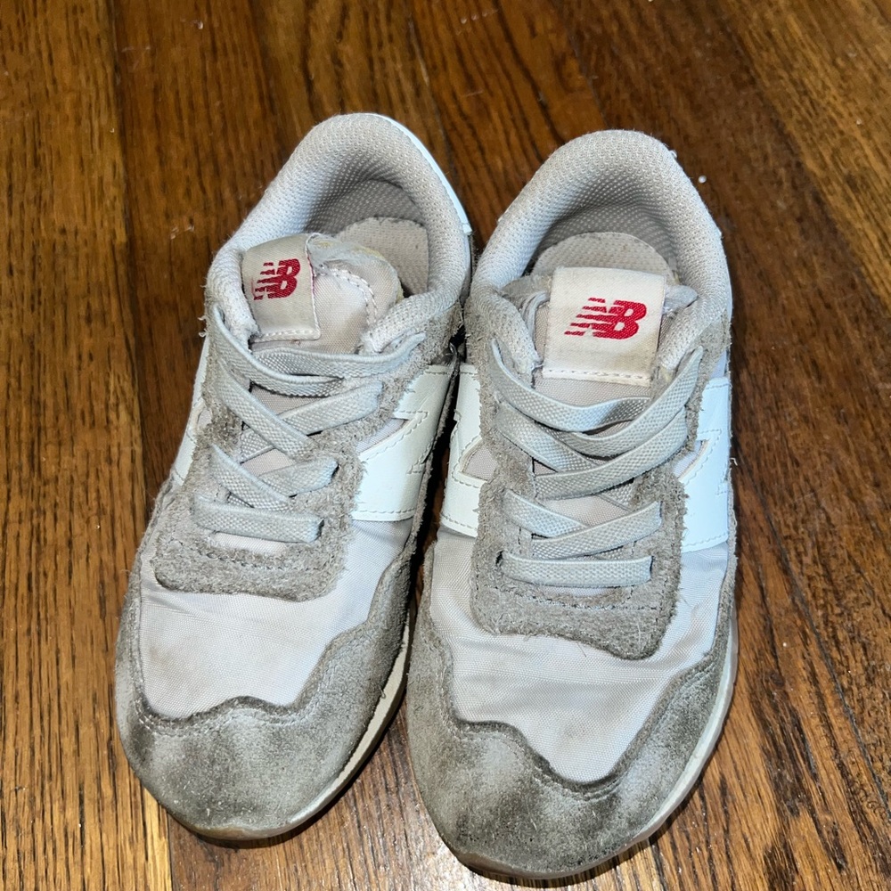 New Balance Kids' White and Gray Sneakers